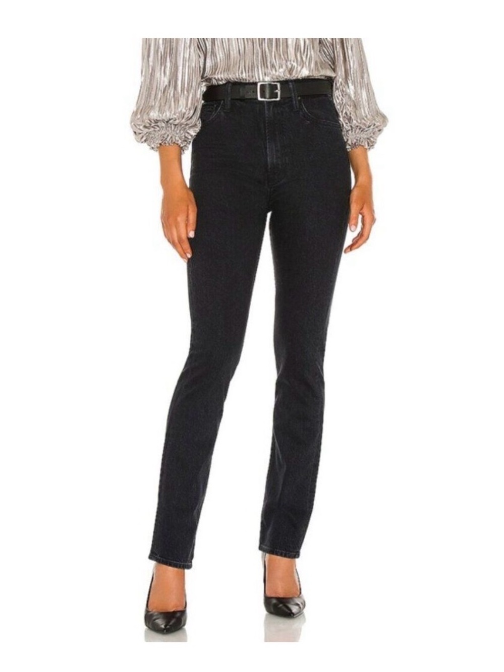 MOTHER High-Rise Black Straight Jeans